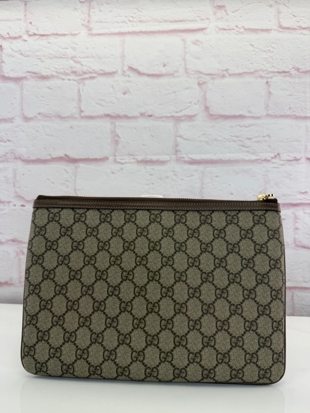 Gucci GG Supreme Ophidia Canvas Pouch Clutch with Web Stripe - Brown/Tan - Picture 4 of 14